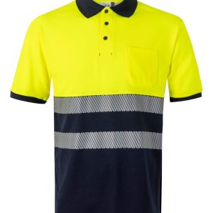 Polo algodón bicolor manga corta cinta segmentada Velilla 305523