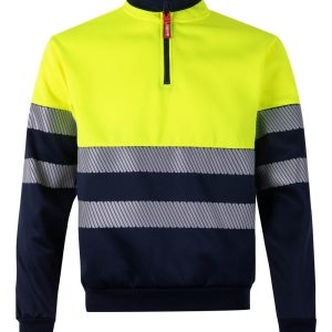 Sudadera bicolor con media cremallera cinta segmentada Velilla 305703