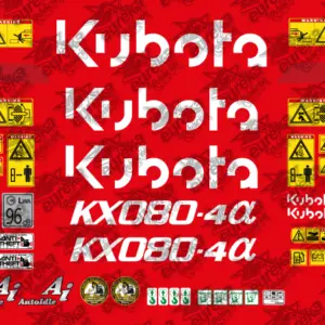 Juego de pegatinas compatible Kubota KX080-4a