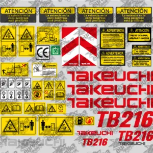 Pegatinas Takeuchi TB216 | Kit Adhesivos para Miniexcavadora