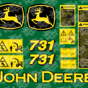 Pegatinas JOHN DEERE 731 – Kit adhesivos pala desmontable