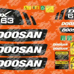 Pegatinas DOOSAN DX63 - kit adhesivos miniexcavadora