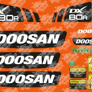 Pegatinas DOOSAN DX80R - Kit adhesivos miniexcavadora