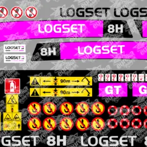 Pegatinas LOGSET_8H-GT- Kit Adhesivos procesadora forestal.